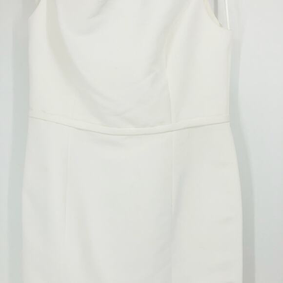 AMSALE Faille Cocktail Dress 18 Silk White Off Shoulder Sheath Knee Length - Picture 5 of 13